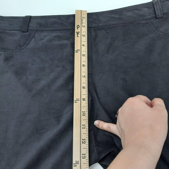 BASLER Gray Faux Suede Pants High Rise Slim Straight Leg Minimalist Versatile 46 - Picture 12 of 13